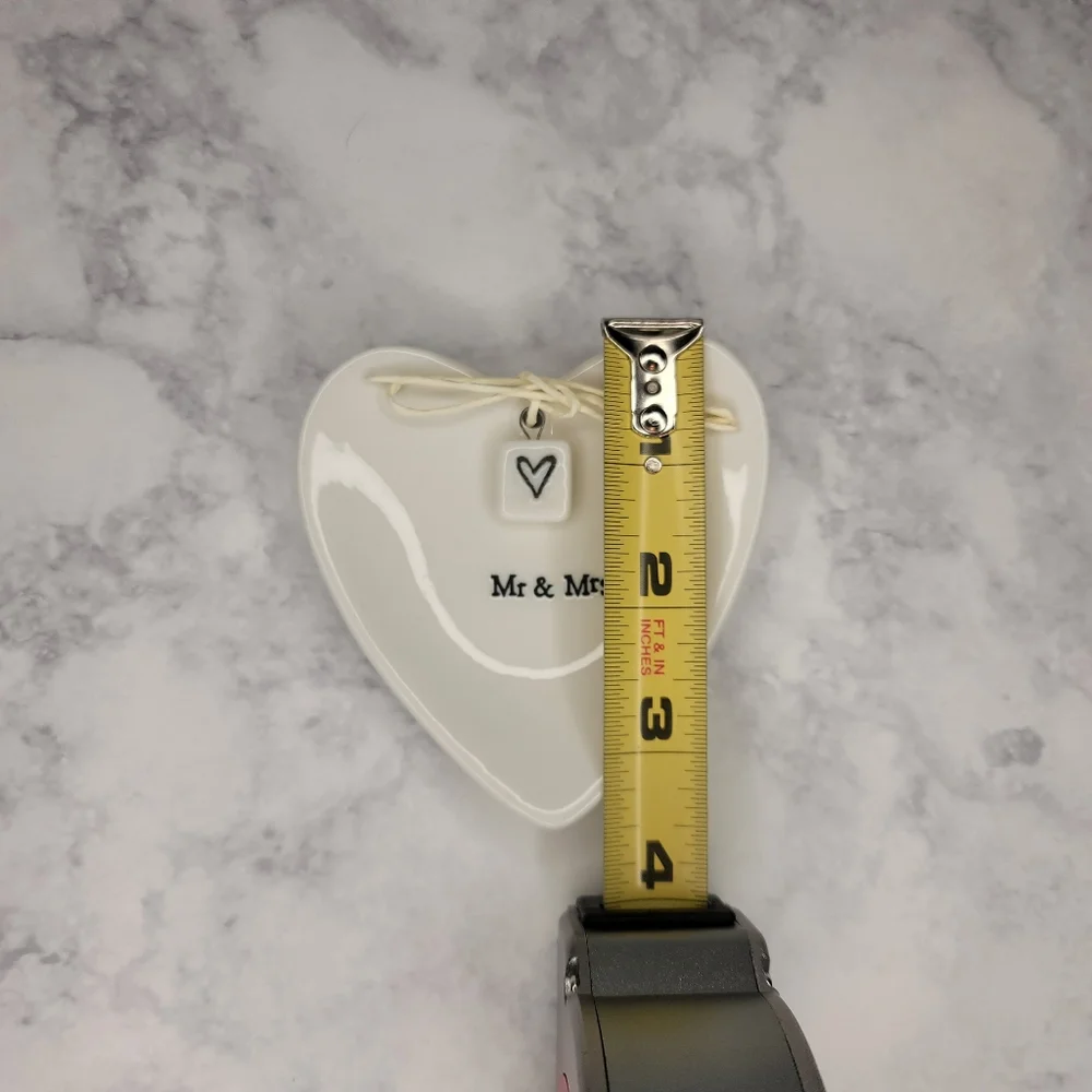 Mr & Mrs Ring Dish Ceramic Heart Shaped Tray